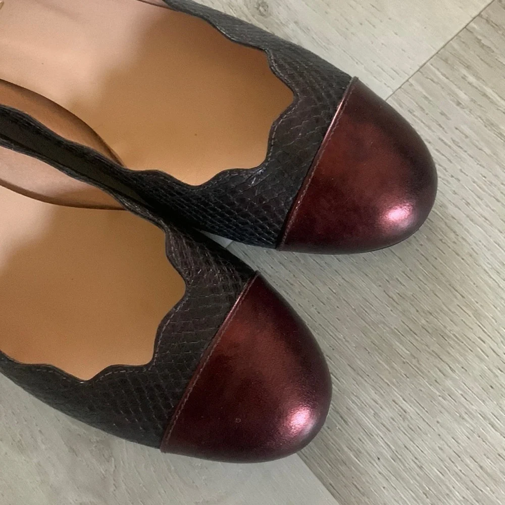 French Sole New York miles‎ FS/NY snake leather gray tip plum